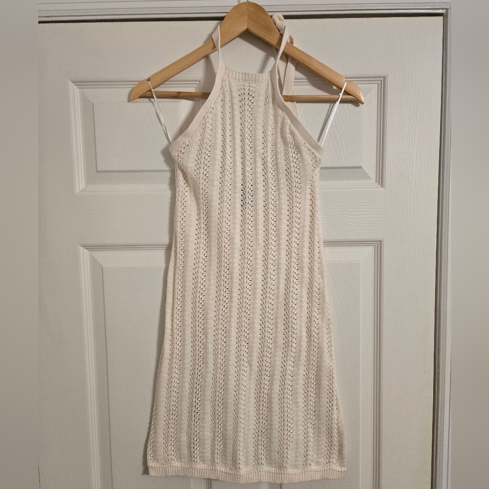 Streetwear Society Cream Knit halter mini Dress size small
